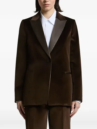 Peserico Peak-lapel Blazer In Brown