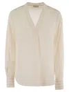 Peserico Silk Crepe Shirt In Pearl