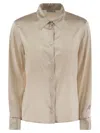 Peserico Women Silk Crepe Shirt In Pearl