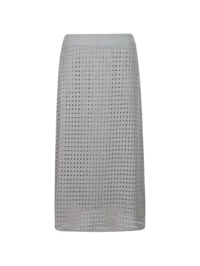 Peserico Perforated-design A-line Midi Skirt In Multi