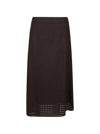 Peserico Perforated-design A-line Skirt In Brown