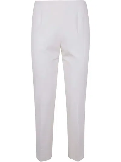 Peserico Compact Canvas Cotton Viscose Stretch Trousers In White