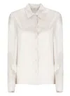 Peserico Long Sleeve Collared Silk Shirt In White