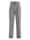 Peserico Pinstripe Belted Trousers In Gray