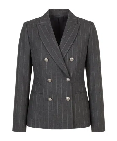 Peserico Pinstripe Double-breasted Jacket In Black