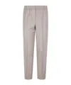 Peserico Elastic Waisted Pinstriped Lurex Flanell Trousers In Brown