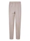 Peserico Elastic Waisted Pinstriped Lurex Flanell Trousers In Nude