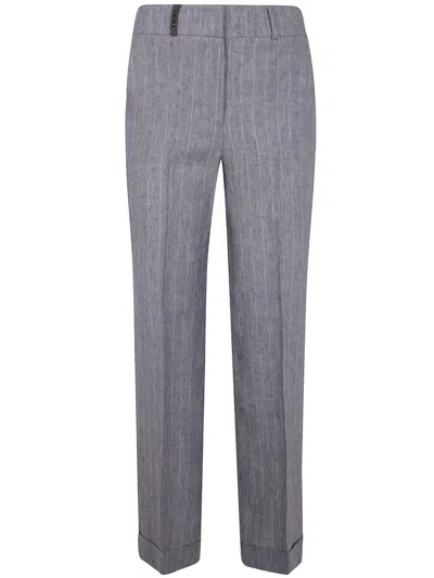 PESERICO PESERICO PINSTRIPE LINEN CANVAS TROUSERS
