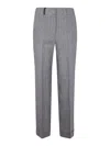 Peserico Pinstripe Linen Canvas Trousers In Grey
