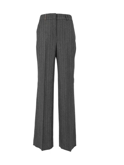 Peserico Pinstripe Mid-rise Straight-leg Pants In Gray