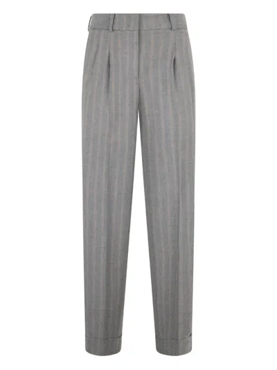 Peserico Pinstripe-pattern Trousers In Gray
