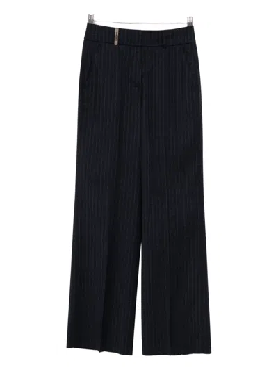 Peserico Pinstripe Wool Trousers In Blue