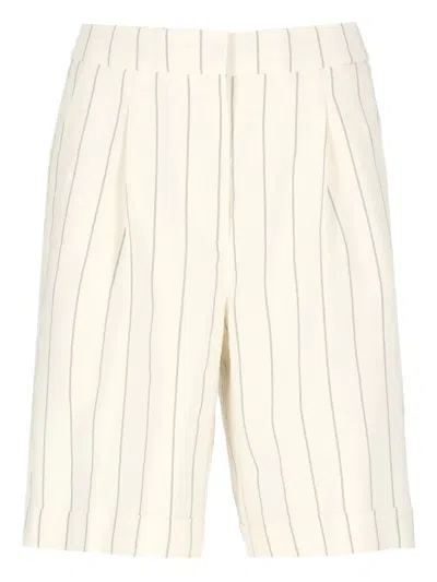 Peserico Pinstriped Bermuda Shorts In Neutral