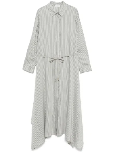 Peserico Pinstriped Shirt Dress In Green