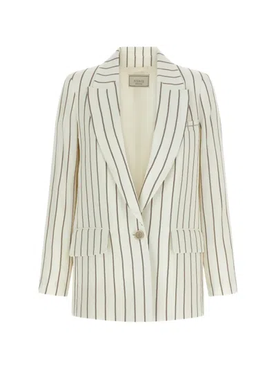 Peserico Pinstriped Single-breasted Blazer In Multi