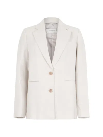 Peserico Pinstriped Single-breasted Blazer In White