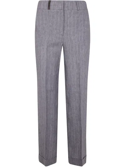 Peserico Pinstriped Trousers In Gray