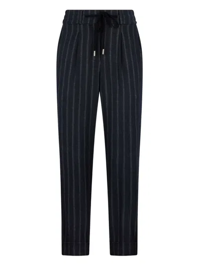 Peserico Pinstriped Trousers In Black