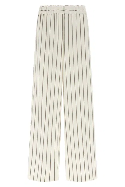 Peserico Pinstriped Wide Leg Trousers In White