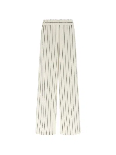 Peserico Tailored Twill Trousers Vertical Stripe Design In Neutral