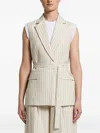 Peserico Pinstripe-pattern Belted Jacket In Multi