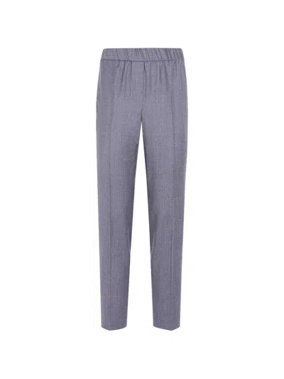 Peserico Pinstripe-pattern Elasticated-waistband Trousers In Gray