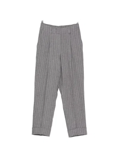 Peserico Pinstripe-pattern Pleated Trousers In Gray