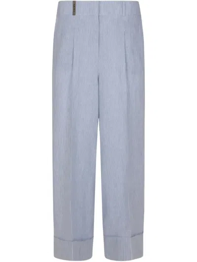 Peserico Pintuck-detailing Trousers In Blue