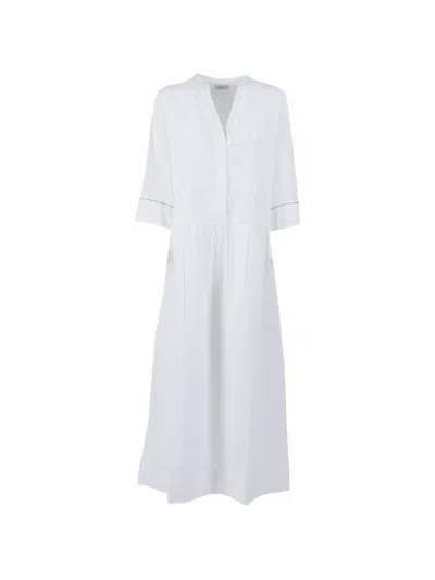 Peserico Pintuck V-neck Dress In Metallic