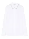 Peserico Piped-collar Cotton Shirt In White