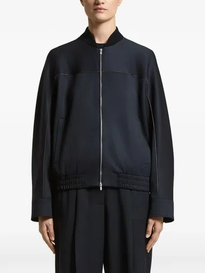 Peserico Piped-trim Elasticated-hem Jacket In Black