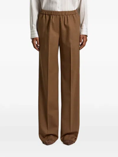 Peserico Piped-trim Elasticated-waistband Trousers In Brown