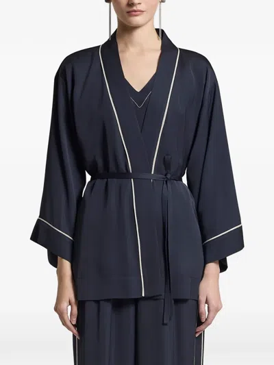 Peserico Piping Belted Top In Blue