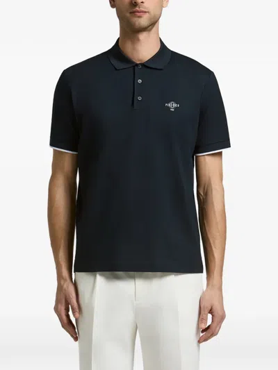 Peserico Piquet Logo-print Polo Shirt In Blue