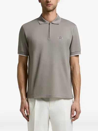 Peserico Piquet Logo-print Zip-fastening Polo Shirt In Gray
