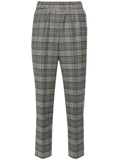 Peserico Plaid-pattern Trousers In Black  