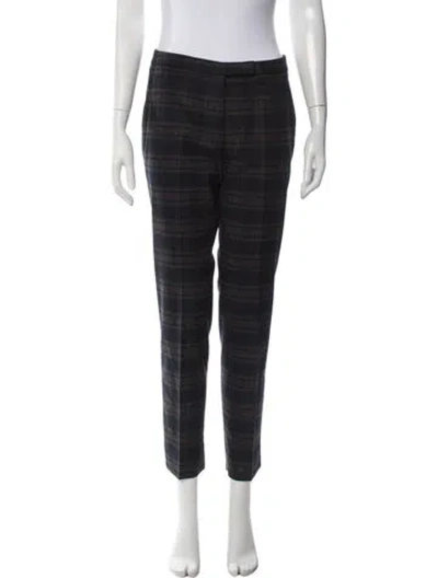 Pre-owned Peserico Plaid Print Straight Leg Pants In Blue