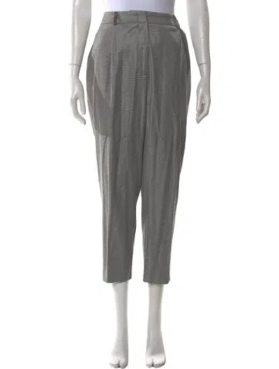 Pre-owned Peserico Plaid Print Straight Leg Pants In Gray