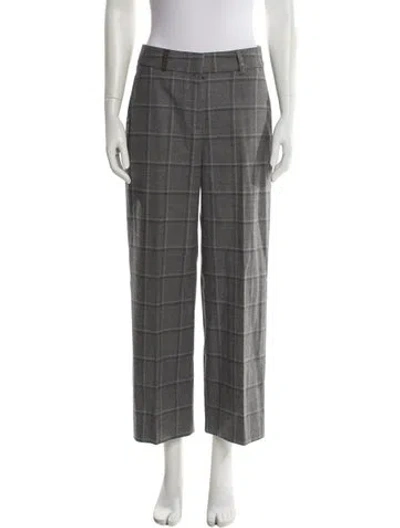 Pre-owned Peserico Plaid Print Wide Leg Pants In Gray