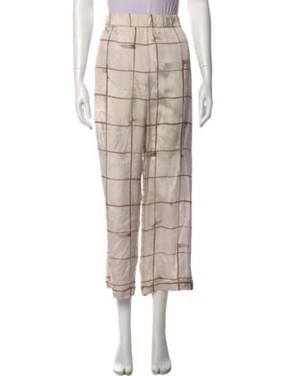 Pre-owned Peserico Plaid Print Wide Leg Pants In Neutral