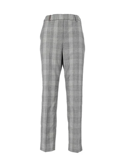 Peserico Plaid Tailored Tapered Pants In Gray