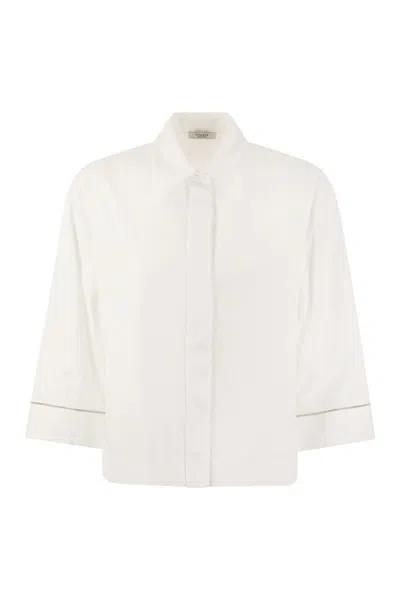 Peserico Plain Cotton Poplin Shirt In White
