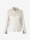 Peserico Long Sleeve Collared Silk Shirt In Neutral