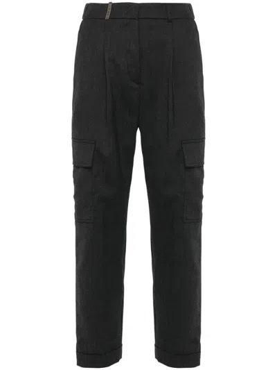 Peserico Pleat-detail Cargo Pants In Black