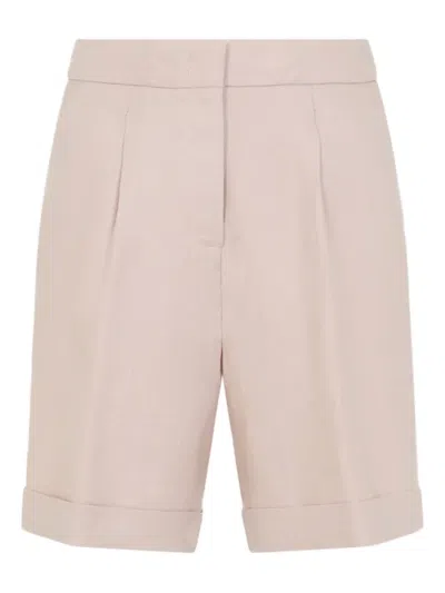 Peserico Linen Bermuda Shorts Tailored Turn Up Hem In Purple