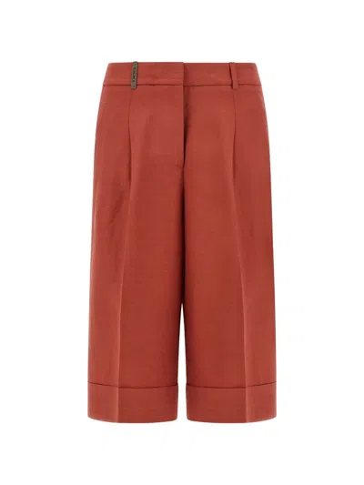 Peserico Linen Viscose Bermuda Shorts Bermuda And Short Red