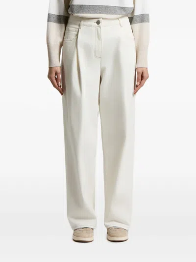 Peserico Pleat-detail Jeans In White