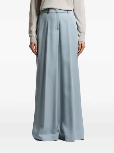 Peserico Pleat-detail Palazzo Pants In Blue