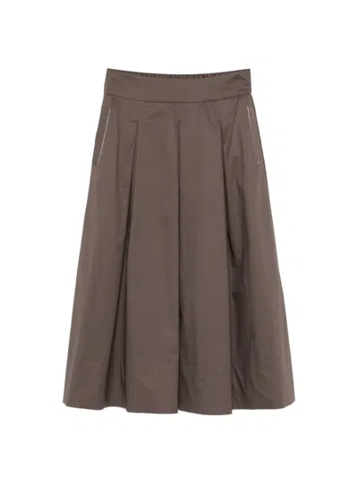 Peserico Pleated A-line Midi Skirt In Brown