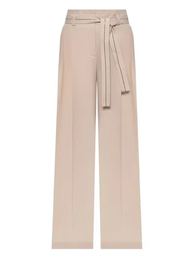 Peserico Pleated Belted Trousers In White